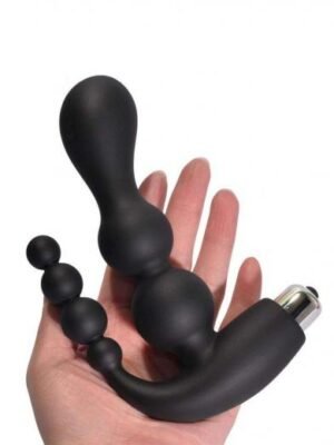 Anal Vagina Black Double Thrust Beaded Vibrator Anal Butt Plug